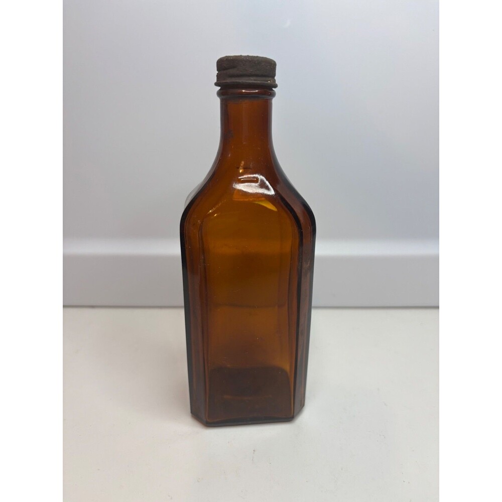 Burnett Boston 6 Amber embossed antique vintage bottle 6.5" H